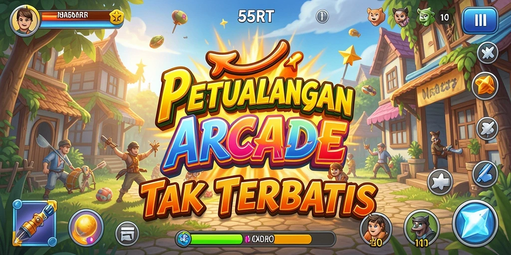 Tangkapan layar gameplay 55RT menampilkan aksi seru dalam permainan Arcade.
