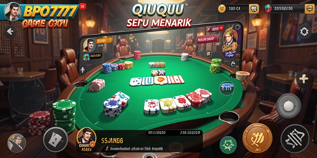 Screenshot utama BPO777 menampilkan suasana permainan QiuQiu yang seru.