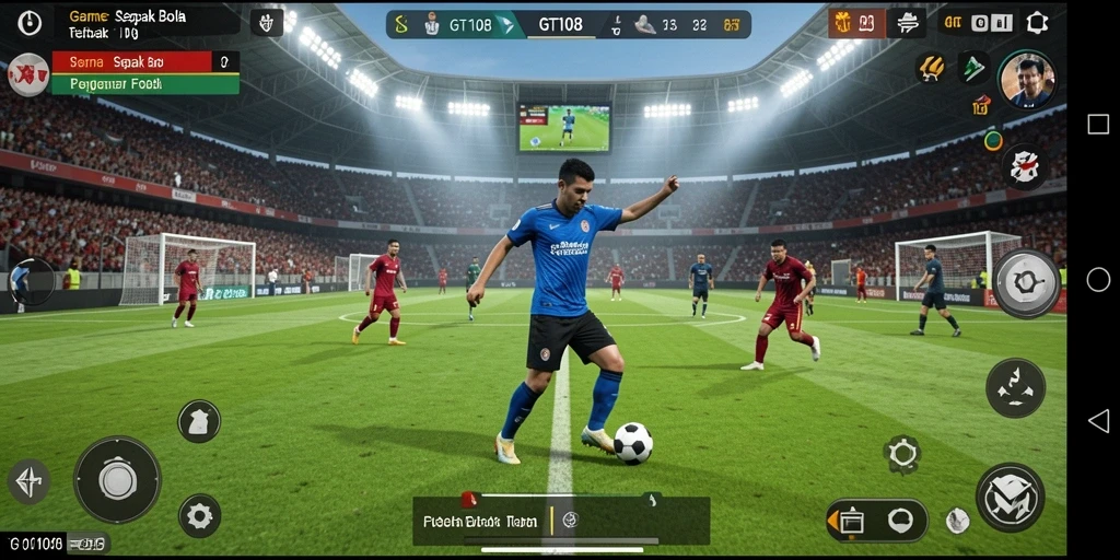 Tangkapan layar GT108 menampilkan aksi sepak bola mendebarkan di lapangan.