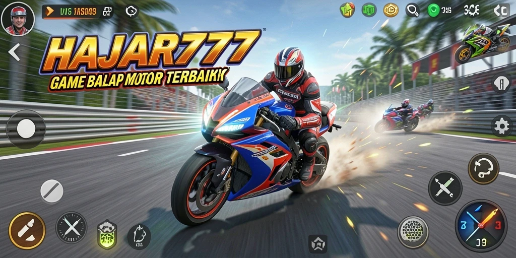Tangkapan layar menampilkan aksi balap motor yang seru dan grafis memukau.