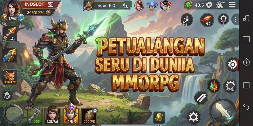 Screenshot gameplay menunjukkan aksi seru di dunia MMORPG INDSLOT.