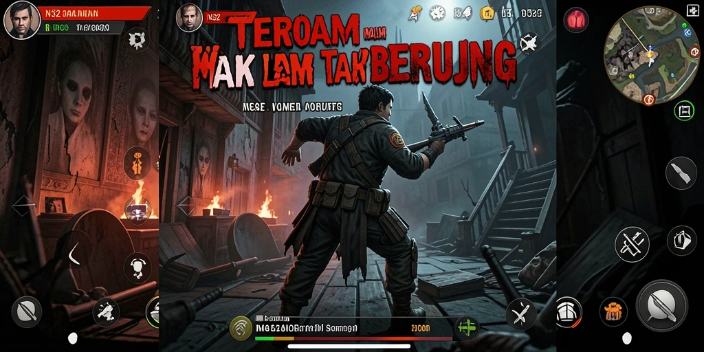 Screenshot gameplay N32 menunjukkan suasana menyeramkan dan mencekam.