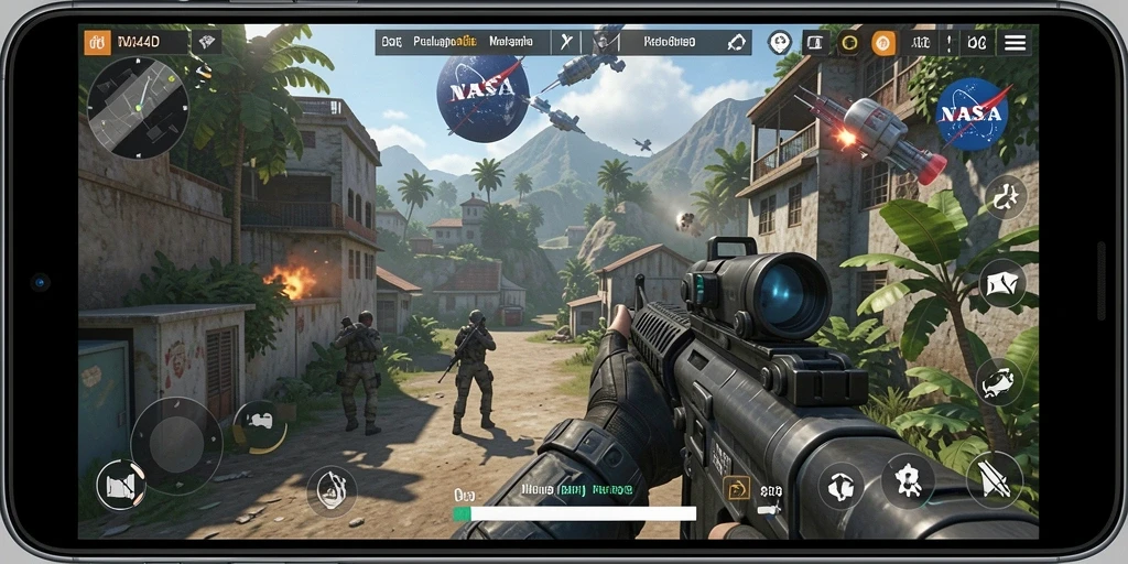 Screenshot dari gameplay <strong>NASA4D</strong> yang intens dan menegangkan dalam mode FPS.