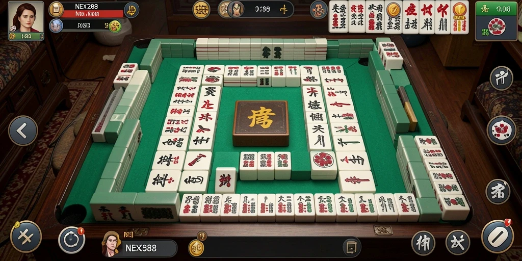 Tampilan gameplay NEX288 dengan grafis Mahjong yang menarik.