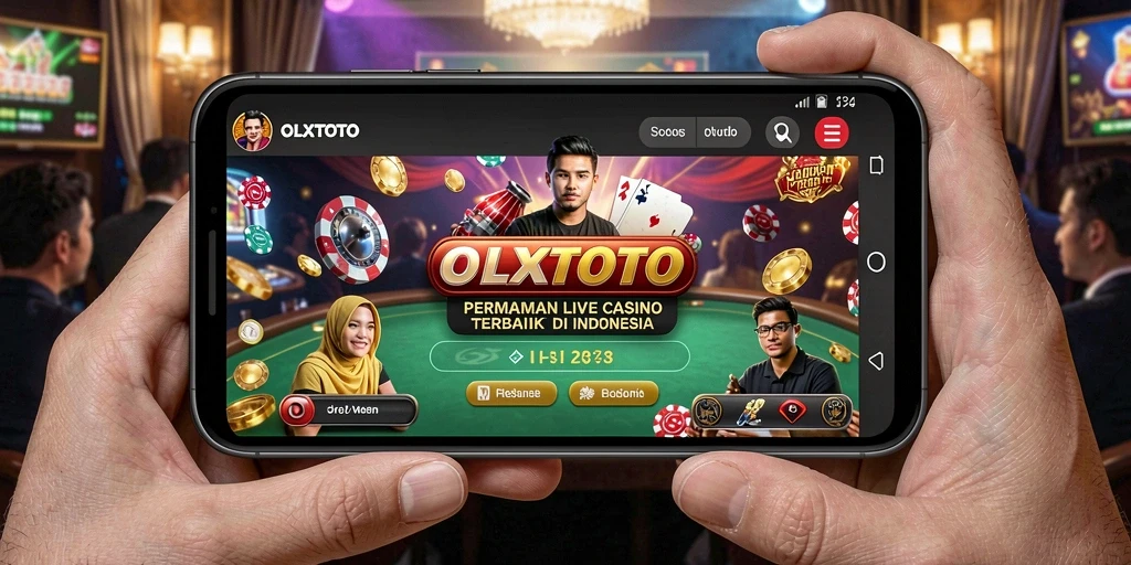 Screenshot gameplay OLXTOTO menampilkan dealer live dan pemain yang berinteraksi.