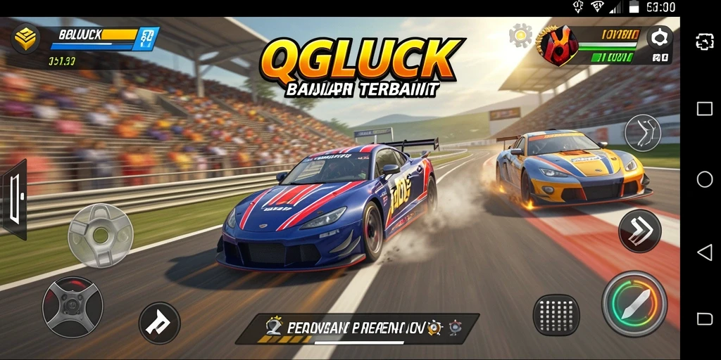 Gameplay balap QGLUCK yang mendebarkan dan seru.