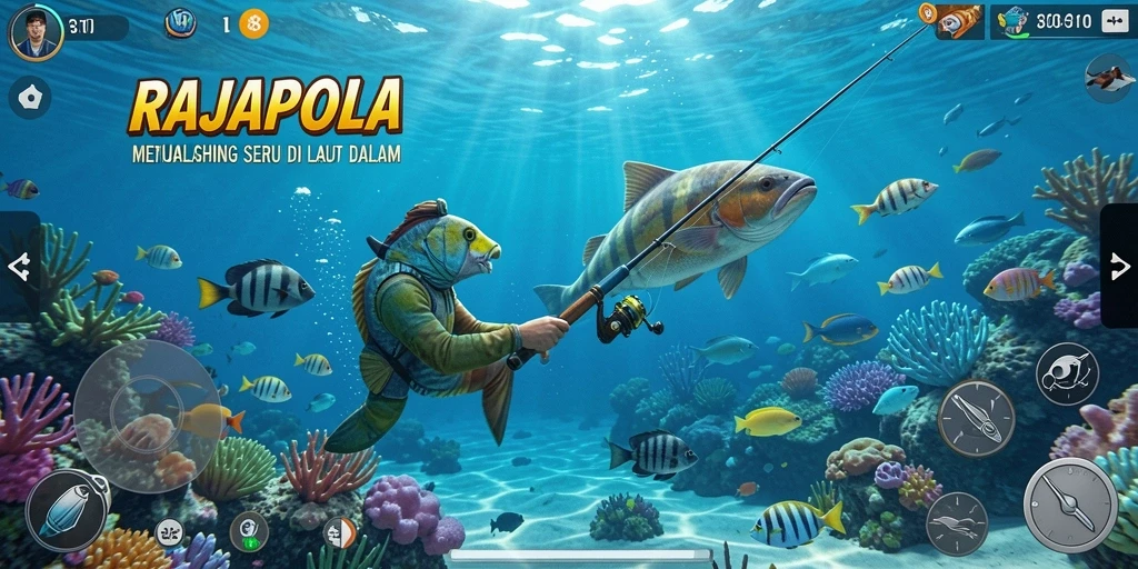 Screenshot gameplay RAJAPOLA dengan pengalaman memancing yang seru.