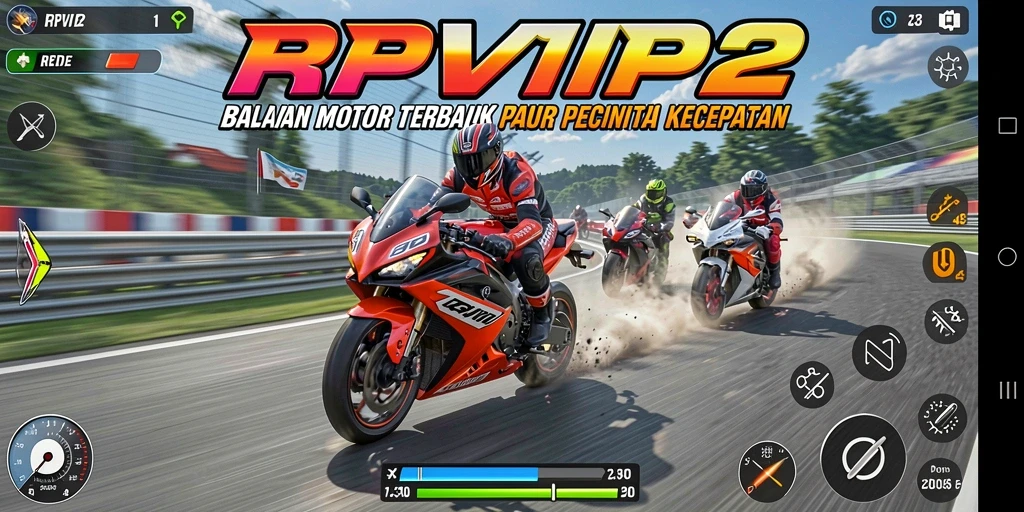 Gameplay balapan motor yang mendebarkan dan seru.